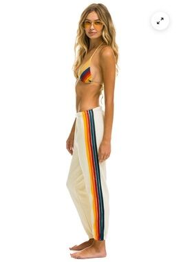 Aviator nation 5 stripe vintage white sweatpants